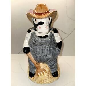 Rare Vintage Hank Holstein Farmer Cow Cookie Jar